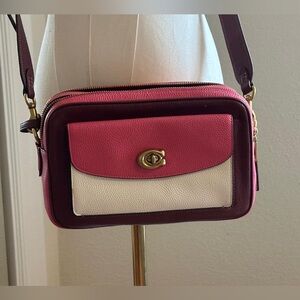 Coach Fuchsia and Cream Crossbody Bag